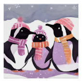 クリスマス・ペンギンの友人 | 冬の水彩 ポスター (正面)
