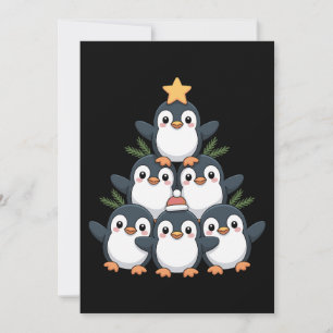 クリスマス ペンギン ツリー 星 サンタ 帽子 スノーフレーク 招待状