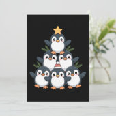 クリスマス ペンギン ツリー 星 サンタ 帽子 スノーフレーク 招待状 (スタンド正面)