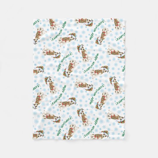 クリスマス·ホイペット フリースブランケット (正面)