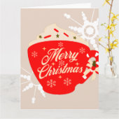 クリスマス ホットチョコレート タン スノーフレーク カード (黄色い花)