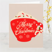 クリスマス ホットチョコレート タン スノーフレーク カード (黄色い花)