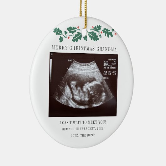 クリスマス・ホリデーおばあちゃん追悼の超音波 セラミックオーナメント (右)
