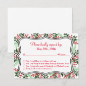 クリスマス・ホリデーウェディングの返信カード 招待状 (正面/裏面)