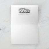 クリスマス/ホリデーカード:雪の村の水色 シーズンカード (内部)