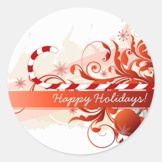 クリスマス |ホリデーギフトラベル ラウンドシール (正面)