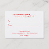 クリスマス/ホリデーギフト証明書 割引カード (裏面)