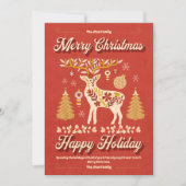 クリスマス＆ホリデーシーズンの赤いグリーティングカード 招待状 (正面)