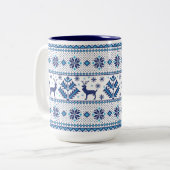 クリスマス-ホリデーディアセーターパターン ツートーンマグカップ (正面左)