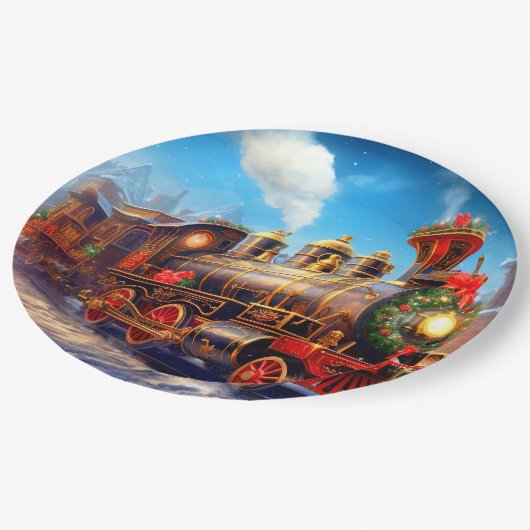 クリスマス/ホリデートレイン表現紙プレート ペーパープレート (アングル)