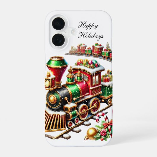 クリスマス ホリデートレイン カスタマイズ可能  iPhone 16ケース (裏面)