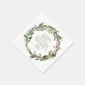 クリスマス/ホリデーナプキンス |エバーグリーンリース スタンダードカクテルナプキン (角)