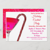 クリスマス |ホリデーパーティーエレガントレッドキャンディーケーン 招待状 (正面/裏面)