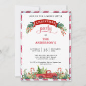 クリスマス/ホリデーパーティーヴィンテージトラックと緑 招待状 (正面)