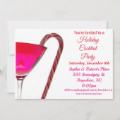 クリスマス | ホリデーパーティー エレガントな赤いキャンディーケーン 招待状 (正面)