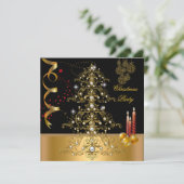 クリスマス ホリデーパーティー ゴールド レッド クリスマスツリー 招待状 (スタンド正面)