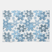 クリスマス・ホリデーフェスティバル冬の雪の結晶が明るい キッチンタオル (横)