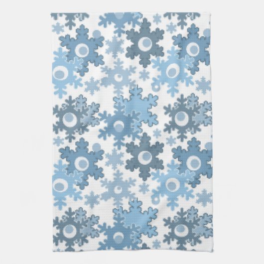 クリスマス・ホリデーフェスティバル冬の雪の結晶が明るい キッチンタオル (縦)