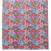 クリスマス・ホリデーフェスティバル冬の雪の結晶が明るい シャワーカーテン (正面)