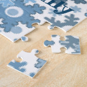 クリスマス・ホリデーフェスティバル冬の雪の結晶が明るい ジグソーパズル (側面)