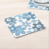 クリスマス・ホリデーフェスティバル冬の雪の結晶が明るい スクエアペーパーコースター (アングル)