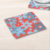 クリスマス・ホリデーフェスティバル冬の雪の結晶が明るい スクエアペーパーコースター (アングル)
