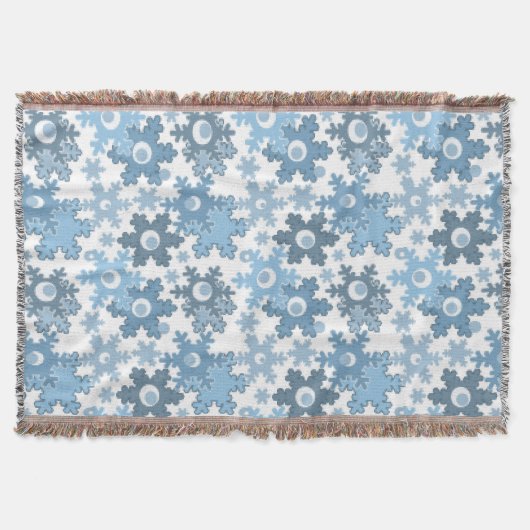 クリスマス・ホリデーフェスティバル冬の雪の結晶が明るい スローブランケット (正面)