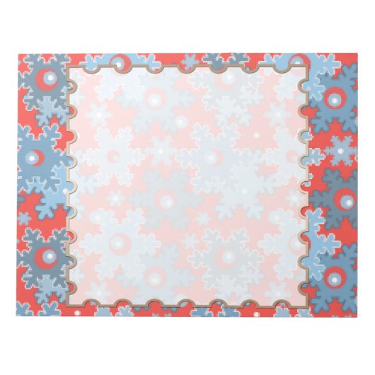 クリスマス・ホリデーフェスティバル冬の雪の結晶が明るい ノートパッド (正面)