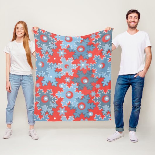 クリスマス・ホリデーフェスティバル冬の雪の結晶が明るい フリースブランケット (インサイチュ)