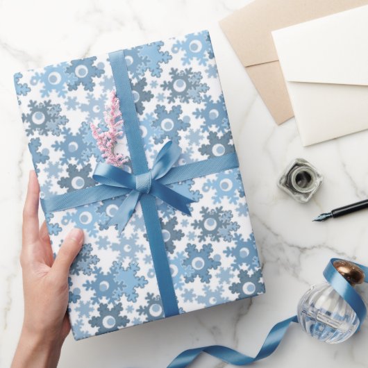 クリスマス・ホリデーフェスティバル冬の雪の結晶が明るい ラッピングペーパー (ギフト)