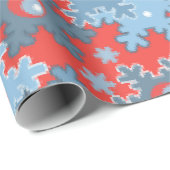 クリスマス・ホリデーフェスティバル冬の雪の結晶が明るい ラッピングペーパー (ロールコーナー)