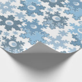 クリスマス・ホリデーフェスティバル冬の雪の結晶が明るい ラッピングペーパー (角)