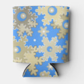 クリスマス・ホリデーフェスティバル冬の雪の結晶が明るい 缶クーラー (正面)