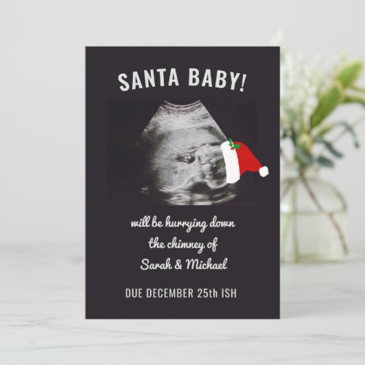 クリスマス・ホリデー妊娠のお知らせ写真 案内状 (スタンド正面)