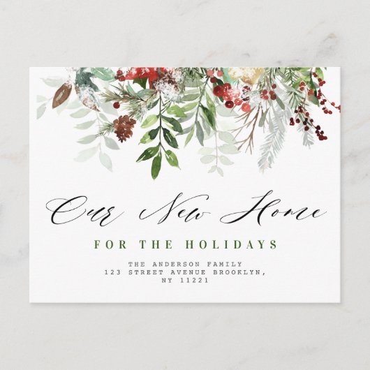 クリスマス・ホリデー引越しニューホームの発表 ポストカード (正面)