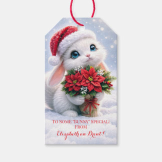 クリスマス ホリデー かわいいウサギ 花 ギフトタグ