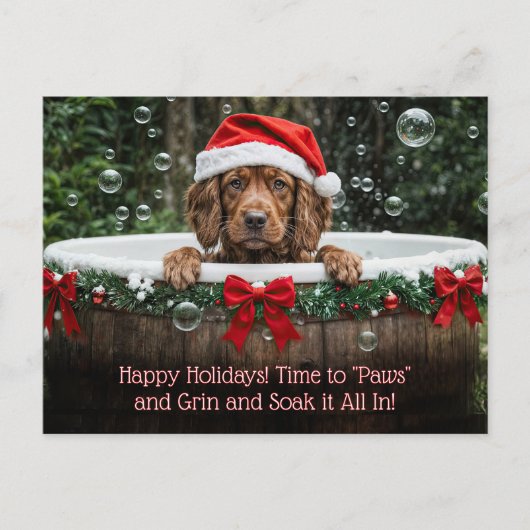 クリスマス ホリデー かわいい犬 バブルバス (正面)