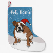 クリスマス・ホリデー・イングリッシュ・ブルドッグ スモールクリスマスストッキング (正面)
