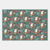 クリスマス・ホリデー・イングリッシュ・ブルドッグ ラッピングペーパーシート (正面)