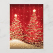 クリスマス・ホリデー・ウィズきらめく・ツリーズ・レッド ポストカード (正面)