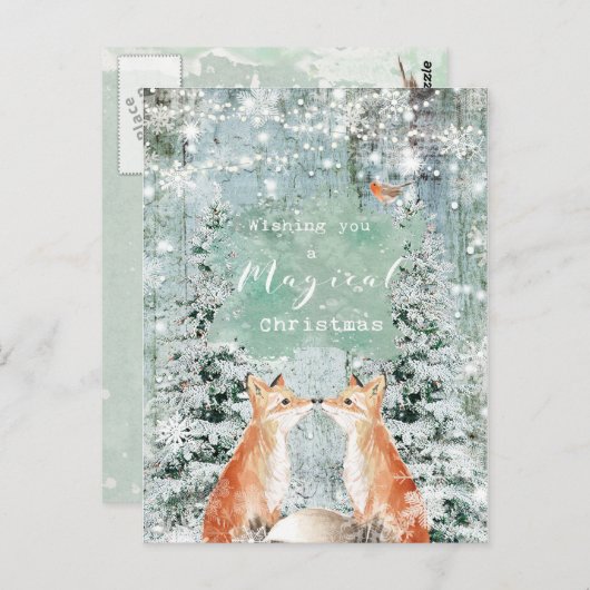 クリスマス・ホリデー・ウィンターロビンズ葉書 ポストカード (正面/裏面)