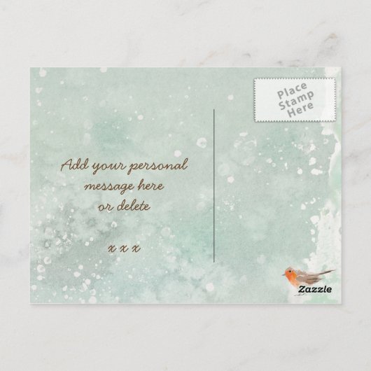 クリスマス・ホリデー・ウィンターロビンズ葉書 ポストカード (裏面)