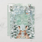 クリスマス・ホリデー・ウィンターロビンハガキ ポストカード (正面/裏面)