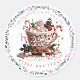 クリスマス ホリデー ウォーターカラー クリスマスシーズンのマグカップ キャンディ ラウンドシール
