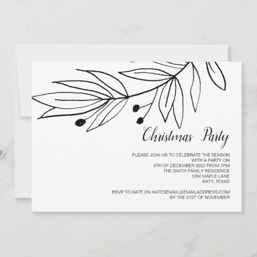 クリスマス ホリデー エレガント パーティー ウィンター セレブレーション 招待状 (正面)