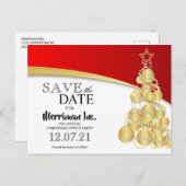 クリスマス・ホリデー・オフィスのパーティー保存日 案内ポストカード (正面/裏面)