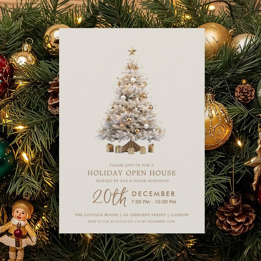 クリスマス ホリデー オープンハウス ゴールド クリスマスツリー 招待状