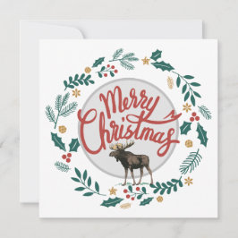 クリスマス ホリデー カード もうすぐクリスマス 葉とモミのリース