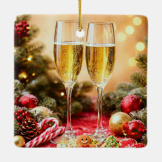 クリスマス ホリデー キャンペーン フルート 乾杯 セラミックオーナメント