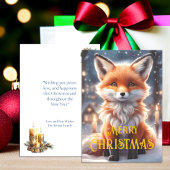 クリスマス+ホリデー+キュート+ウィンター+レッド+フォックス+クリスマス シーズンカード